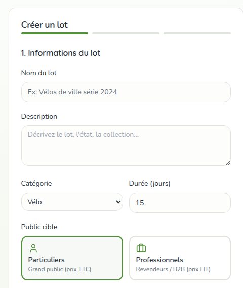Création de lot